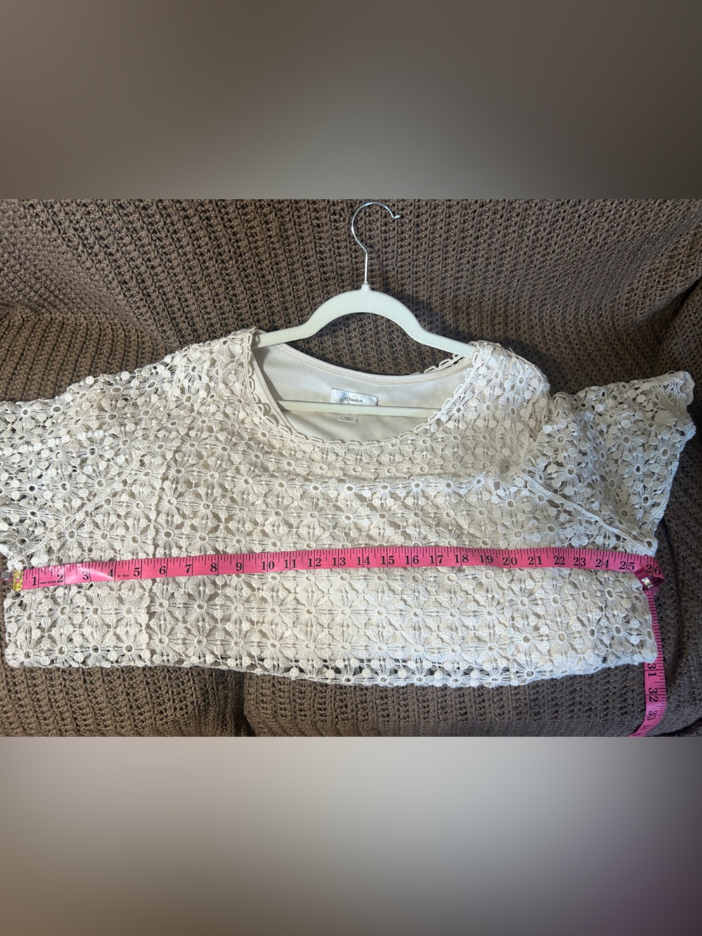 CJ Banks Cream Crochet Lace Tunic Top - Picture 5 of 11